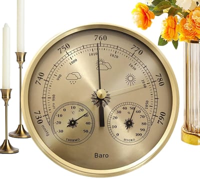 Barometer Manometer - Weerindicator Meetinstrument - Klimaat Binnenhuis - Hoge Precisie Meting - 13 cm Diameter - Metaal