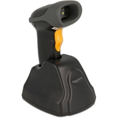 Delock 90550 2D-barcodescanner Kabel 2D, 1D LED Zwart, Oranje Handmatig incl. standaard