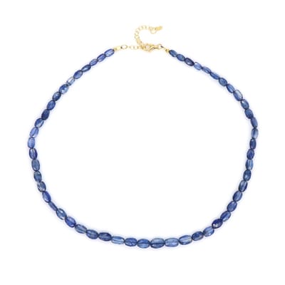 Cavill - Elegante Zilveren Ketting - 925 Sterling Zilver Verguld - 77,98 ct Afghaanse Kyaniet Ovaal Facet - Verstelbaar & Luxe