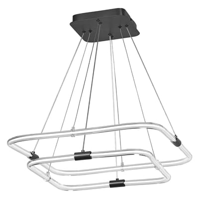 OSRAM Decor Tetragon 2-lamps hanglamp van gebogen polycarbonaat met LED en filament design, 23 W, 250 lm, 3000 K, 830 warm wit, klikdimbaar, donkergrijs, kunststof (PC), IP20