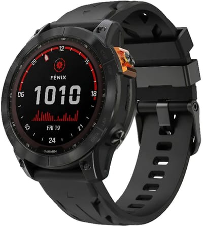 Strap-it Siliconen 'Race' bandje geschikt voor Garmin Fenix 9 (Pro) 47mm - Fenix 8 (Pro-E-47mm) - Fenix 7 (Solar-Pro) - 6 (Solar-Pro) - Fenix 5 (Plus) / Forerunner 970 - 965 - 955 - 945 - 935 - 745 / Quatix 8 - 7 - 6 - 5 - Zwart
