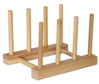 Dailygoods- Afdruiprek Bamboe - Afdruiprek met Lekbak - Bordenhouder - Dekselhouder - Opbergoplossing - 1 Stuk - Bordenrek