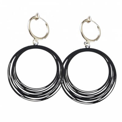 klem oorbellen- zwart -rond -filigraan -zilverkleur-geen gaatje-Charme bijoux