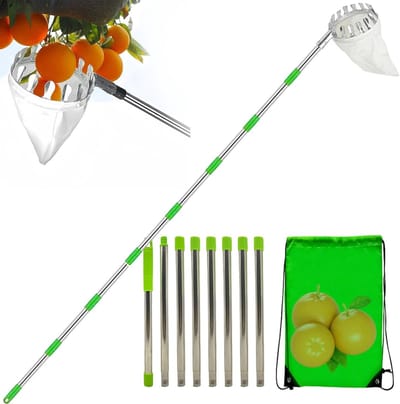 Telescopische Fruitplukker - Fruitverzamelaar Tuingereedschap - Fruit Oogsten - Verstelbare Lengte - Tot 3.2m - Zilver