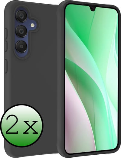 Hoesje 2 Stuks - Geschikt voor Samsung Galaxy A15 - Sterk & Shockproof - Case Siliconen - Back Cover - Telefoon Hoes - Zwart