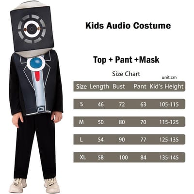 Kind TV Spreker Man Cosplay Kostuum Jumpsuit Halloween Verkleed Titan Skibidi Toilet Kostuum voor Kinderen M (115-125cm) gray