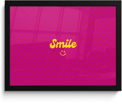 Poster in lijst - Fotolijst 40x30 cm - Posters - Smile - Stippen - Roze - Posterlijst zwart - Decoratie - Wanddecoratie woonkamer - Muurdecoratie slaapkamer