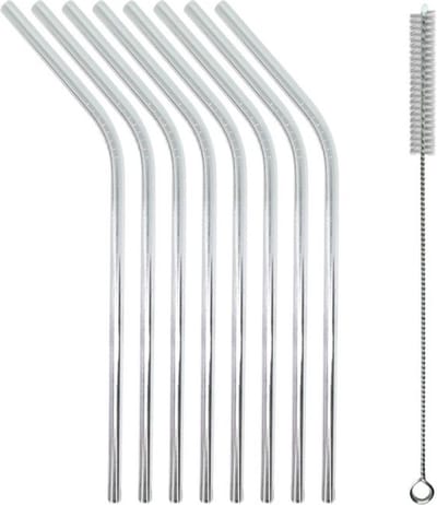 Metalen Rietjes gebogen - 8 Stuks