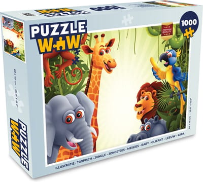 Puzzel Jungle - Jongens - Meiden - Baby - Olifant - Leeuw - Giraf - Legpuzzel - Puzzel 1000 stukjes volwassenen