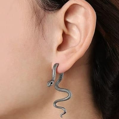 1 Paar Goudkleurige Oorbellen met Slangendesign, Vintage Punk Minimalistische Stijl, Creatieve Unieke Oorbellen Geschikt om Cadeau te geven, voor Dates, Clubbing, Y2K 1 Pair antiek zilver kleur