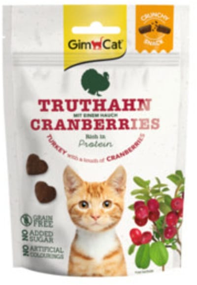 12x GimCat Crunchy Kattensnack Kalkoen - Cranberry 50 gr