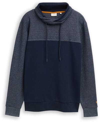 Tom Tailor - Snood Sweatshirt met structuurmix - Maat S - navy fine yd stripe