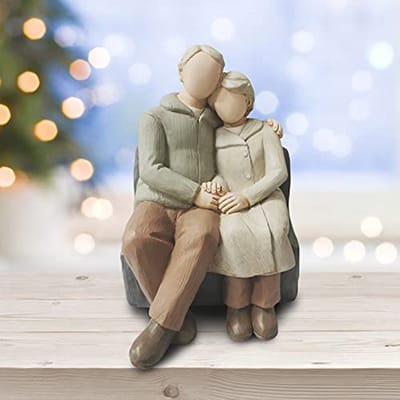 CAMSOON Paar verjaardag gebeeldhouwd handgeschilderde figuur geschenken man en vrouw bruiloft handgeschilderde beeldje cadeau, Gelukkig 20-50-jarig jubileum standbeeld voor hem en haar samen