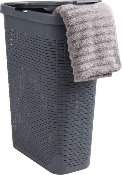 Slanke Wasmand met Deksel 40L - Ruimtebesparende Kledingopberger in Rieten Ontwerp
