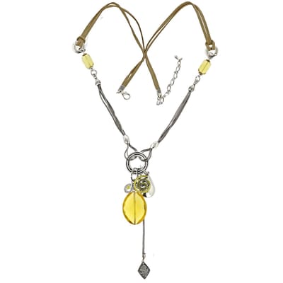 Behave - Lange ketting zilverkleur geel - Spirituele boho stijl