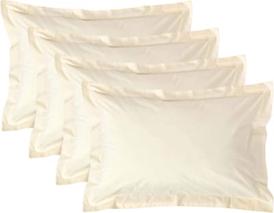Homescapes Kussensloop 50x75 cm met Rand (Oxford) Set van 4 – Crème – 100% Egyptisch Perkal Katoen – 200 TC