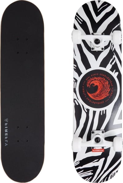Skateboard - Cruiser board - Straat en park - 7-laags dekconstructie - One size - Wit Zwart Rood