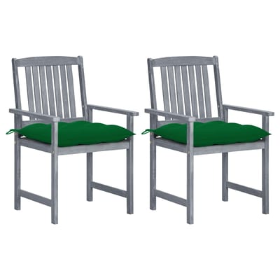 vidaXL - Tuinstoelen - 2 - st - met - kussens - massief - acaciahout - grijs
