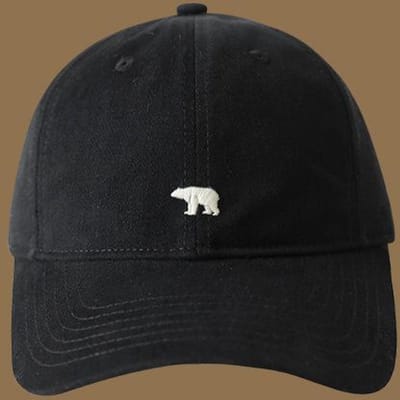 Borduurde Baseballpet IJsbeer Met brede rand Retro Pet Eendenbekpet Heren en Dames Buiten black