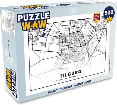 Puzzel Kaart - Tilburg - Nederland - Legpuzzel - Puzzel 500 stukjes