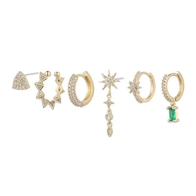 Aramat Jewels | Oorringen | Oorbellen Set: Groene en Transparante Accenten | | | |12mm | Zilver | Volwassenen, Kinderen | Verkleurd niet