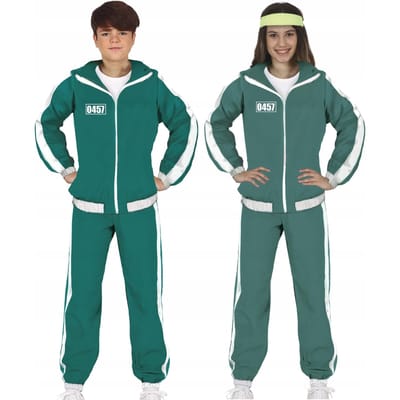Kostuum Outfit Verkleedkostuum Gamer Trainingspak Gevaarlijk Spel Carnaval 14-16 Jaar blue