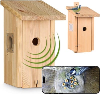 Luxe Vogelhuisje met Camera – Voederhuisje – Nestkast –Full HD Camera – WiFi – Ingebouwde Microfoon – Stijlvol Design – Hout