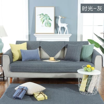 Puur Katoen Streep Machinewasbare Bankhoes Antislip Achterkant Kussen Woonkamer Bedzijde Vloermat Effen Kleur Bankhoes 70x70cm 1pcs