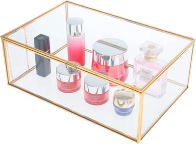 Decoratieve Glazen Dekseldoos met Gouden Randen - Vintage Sieraden Organizer voor Bruiloft en Feestelijkheden