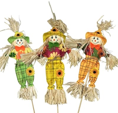 Dailygoody - Vogelverschrikker ornamenten - Mini-vogelverschrikker - Schattig en effectief - Meerkleurig - Tuindecoratie - Geschikt voor Halloween en ...