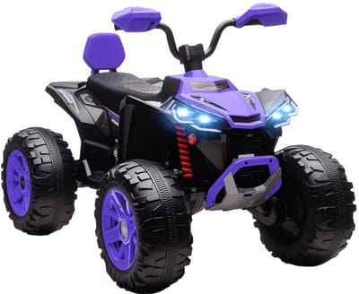 Elektrische Kinderquad - Voertuig met 4 Wielen - 24V - tot 6,5 km/u - Kinderen 3-8 jaar - met USB-aansluiting en Verlichting - Koplampen & Muziek - Accuvoertuigen - Paars