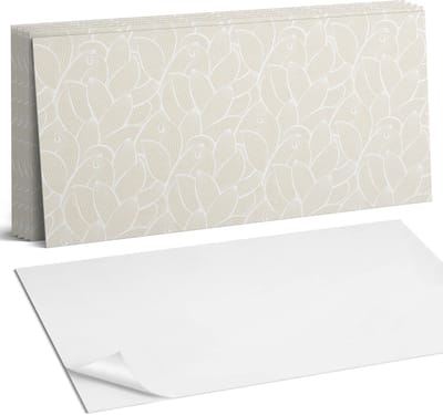 Coloray Plaktegels - Delicate bladeren in golven Wandtegel Zelfklevend - 60 cm x 30 cm - Romig Plaktegels - 6 stuks - Rechthoek PVC Tegels - Plaktegels Keuken - Zelfklevende Vloertegels Badkamer - Vinyl Tegels - Zelfklevende Wandtegels