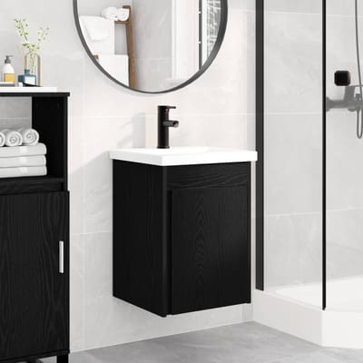 vidaXL - Badkamermeubel - met - kraan - Zwart - eiken - 42 - x - 40 - x - 74,5 - cm