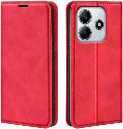 MobyDefend Hoesje - Geschikt voor Xiaomi Redmi Note 14 4G - Luxe Wallet Bookcase (Magnetische Sluiting) - Rood