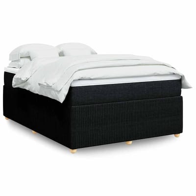 vidaXL - Boxspring - met - matras - stof - zwart - 140x200 - cm