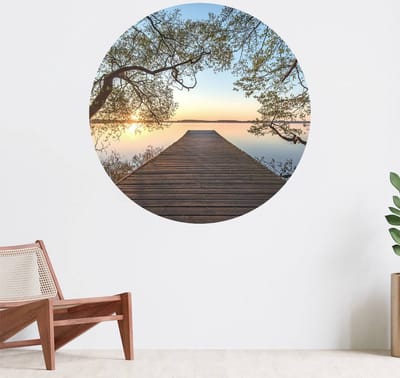 Muurcirkel zelfklevend behang - Framed - Wanddecoratie - 080cm behangcirkel - Ronde sticker voor aan de muur - Behangsticker verkrijgbaar in verschillende formaten