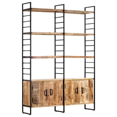vidaXL - Boekenkast - met - 4 - schappen - 124x30x180 - cm - ruw - mangohout