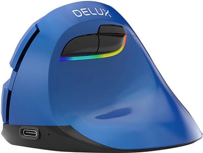 Delux Draadloze Verticale Muis M618mini Blauw - Maat S, 4000DPI, RGB, Bluetooth