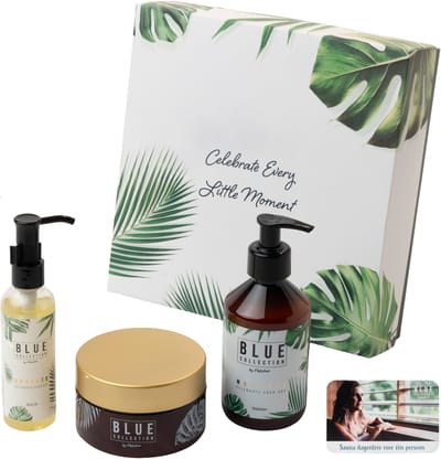 BLUE Collection Giftbox Wellness - Kuusi Scrub - Body Oil - Bodylotion - BLUE Wellness Dagentree voor 1 persoon