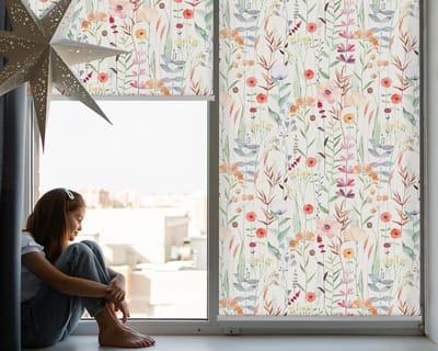 Coloray Rolgordijn Lichtfilterend - Kleurrijke Bloemen Semi-Transparant Rolgordijn - 90x140 cm - Kleurrijk Zonwerend Rolgordijn - Planten Rolgordijn in Nis - Rolgordijn Slaapkamer Lichtdoorlatend