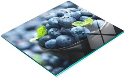 Serveerplank van gehard glas met bosbessenmotief, 60x52 cm