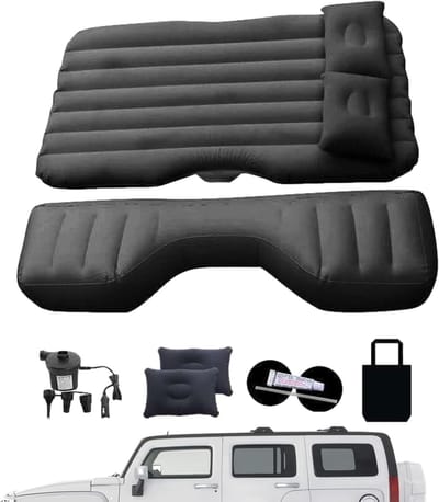 Opblaasbaar Autobed - Luchtmatras Achterbank - Reizen en Camping - Inclusief Pomp en Kussens - 135 x 80 cm - Zwart