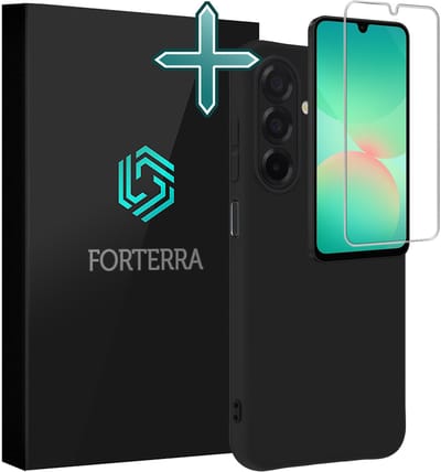 Hoesje Met Screenprotector - Geschikt voor Samsung Galaxy A26 - Sterk & Shockproof - Telefoon Hoes - Back Cover - Siliconen Case - Zwart