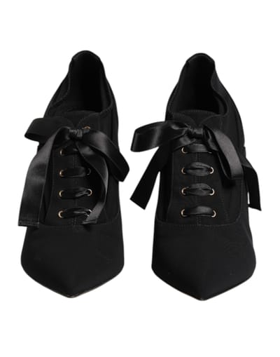 Dolce & Gabbana Zwarte Laarzen met Veter Stiletto Hakken Pumps Schoenen