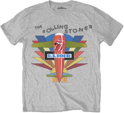 The Rolling Stones - Retro US Tour 1975 Heren T-shirt - S - Grijs