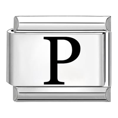 Quiges - Schakel - Bedel - 9mm - charms - Laser alfabet - letter P - Geschikt voor - armband - Schakelarmband - italy bedels armband