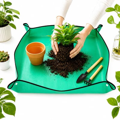 Plantenverpotmat 50x50 cm – Opvouwbare Waterdichte Verpotmat voor Kamerplanten & Tuinieren – Plant Verplantingsmat met Lekvrije Hoeken – Groen