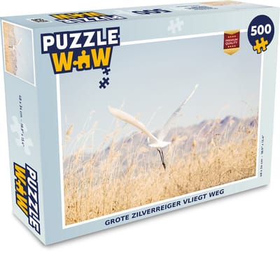 Puzzel Grote zilverreiger vliegt weg - Legpuzzel - Puzzel 500 stukjes