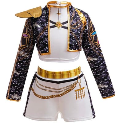 Filles Fête Carnaval Idol Jeu de rôle Combinaison Mode short+haut+veste ensemble trois pièces Printemps Fête d'anniversaire Déguisement Enfants For 110cm noir