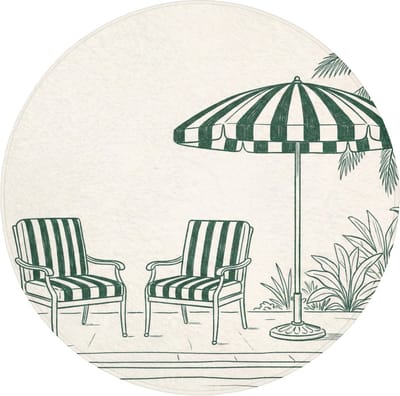 Badmat rond 70x70 cm - Antislip - Terras - Illustratie - Groen - Badmatten voor badkamer - Badkamermat - Douchemat - Ronde badkamer mat